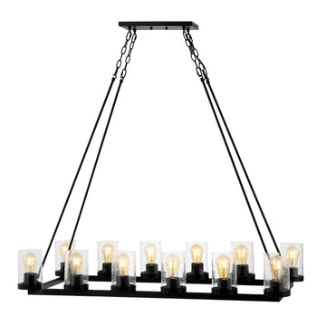 Coronet Iron/Seeded Glass Rustic Farmhouse LED Chandelier - JONATHAN Y